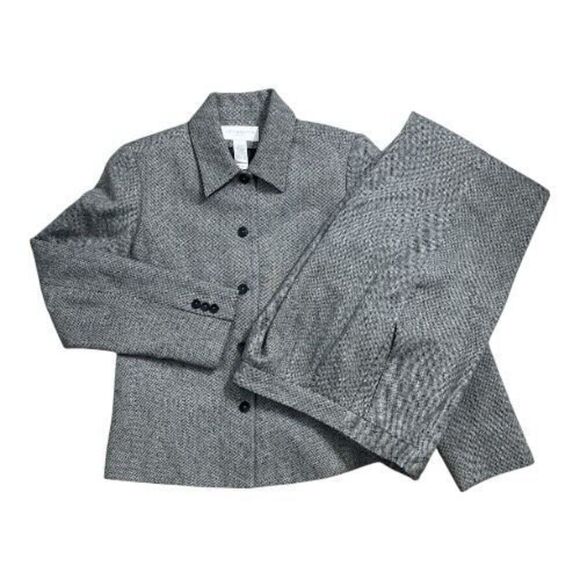 Liz Claiborne Pants - Liz Claiborne Women Grey Tweed Wool Blend Pant Suit Set Size 8 Lined Office